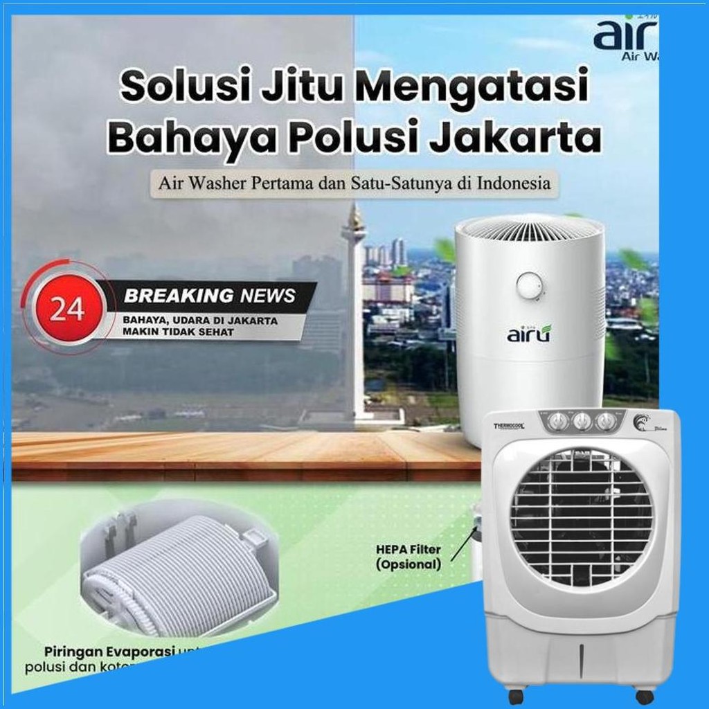 Airu Air Washer Pembersih Udara Air Purifier Humidifier Diffuser 4In1