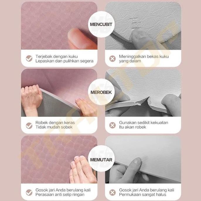 Matras Yoga Premium TPE Yoga Mat Anti Slip Matras Olahraga Tebal 6/8 mm JS