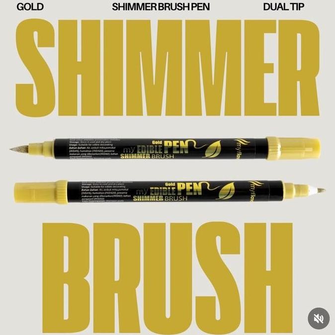 populer] Gold Metallic Shimmer Brush Pen My Flavor Edible Pen Marker Dual Tips Halal