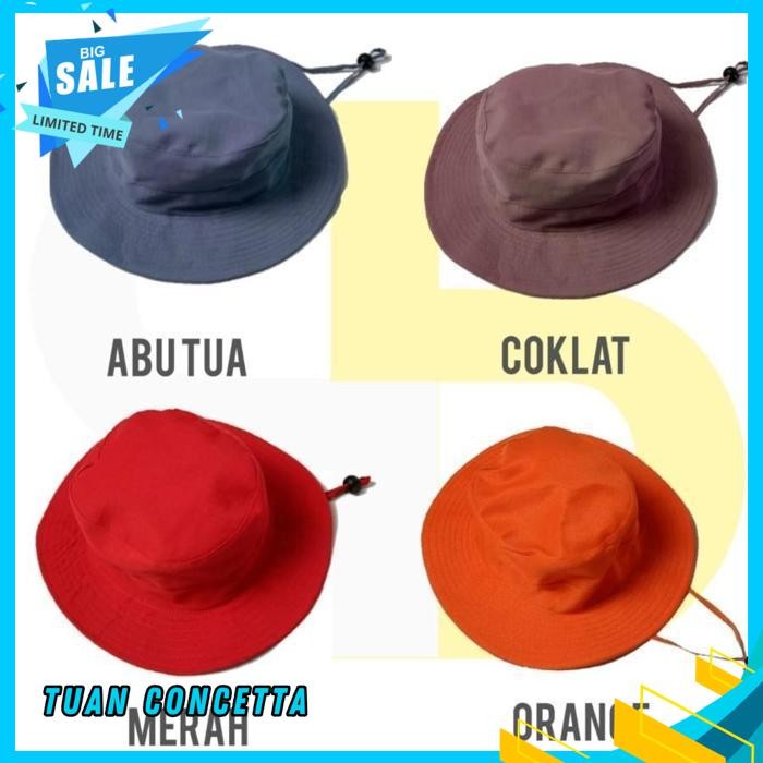 TOPI RIMBA HAT CAP DISTRO TENTARA BUCKET PETANI MANCING OUTDOOR OLAHRAGA GUNUNG TALI LAPANGAN ADVENT