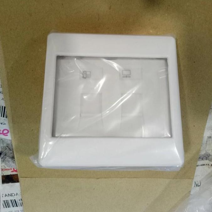 HARGA DISC - Outlet Data Cat6 RJ45 2gang/Outlet Telpon + RJ45Cat6 Data Outlet W