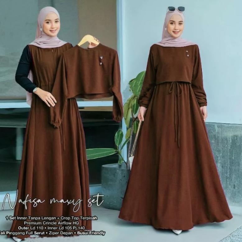 Nafisa Maxy Set 2In1 Inner+Outer Gamis Wanita Terlaris