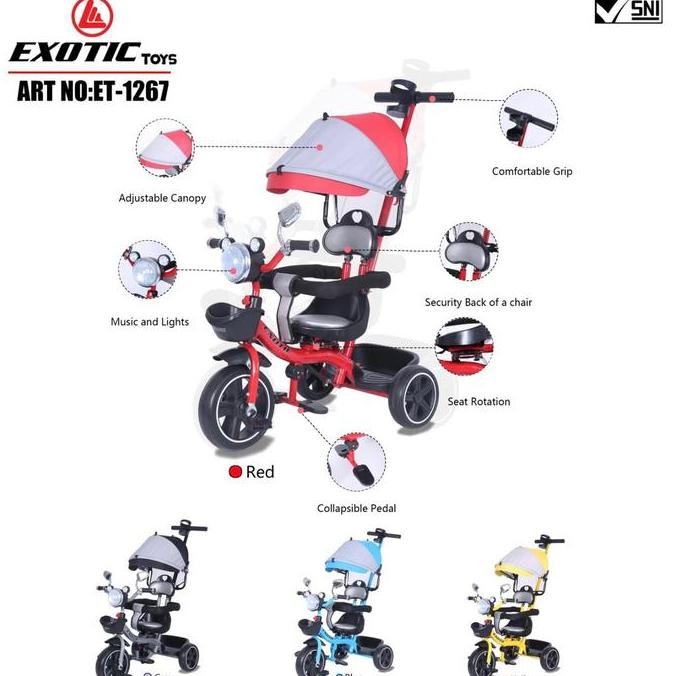 TERLARIS - Sepeda Anak Roda Tiga 3 Tricycle Exotic ET-1267 ET1267 Dorong Kursi Ban ET1269 ET-1269