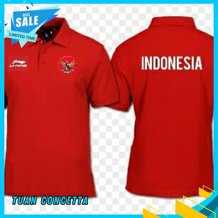 KAOS POLO SHIRT TSHIRT BAJU KERAH DISTRO LINING BURUNG GARUDA INDONESIA HOME MERAH TIMNAS POLOS CUST
