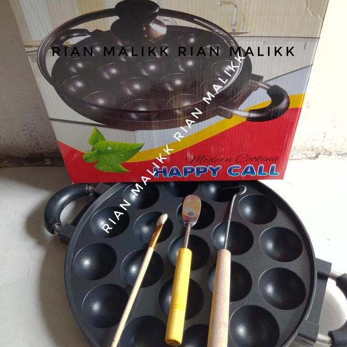 Cetakan Kue Paffertjes/Takoyaki Happy Call Isi 19 Lubang +Tutup Kaca Original