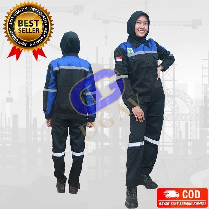 Wearpack safety,wearpack atasan,baju safety hitam kombinasi biru