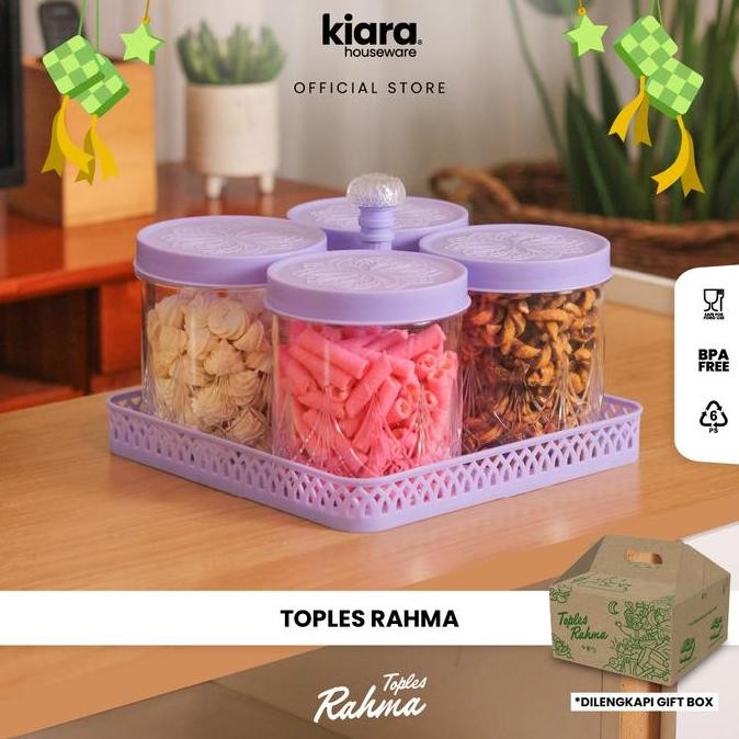 Kiara - Toples Rahma Toples Lebaran Minimalis Plastik Set Nampan Free Gift Box Tempat Penyimpanan Ku