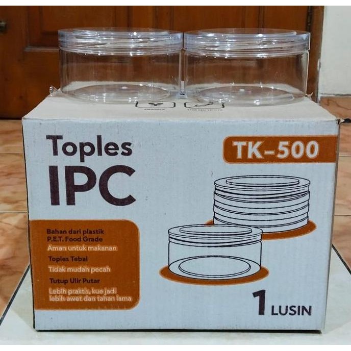 Toples Kue Nastar 500 Gram ANTI PECAH Tutup Ulir / Toples IPC TK-500 / Model Bulat TEB