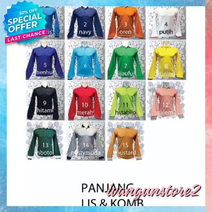 KAOS POLO SHIRT TSHIRT BAJU KERAH DISTRO LIS POLOS LENGAN PANJANG CUSTOM INDONESIA PRIA WANITA KEREN