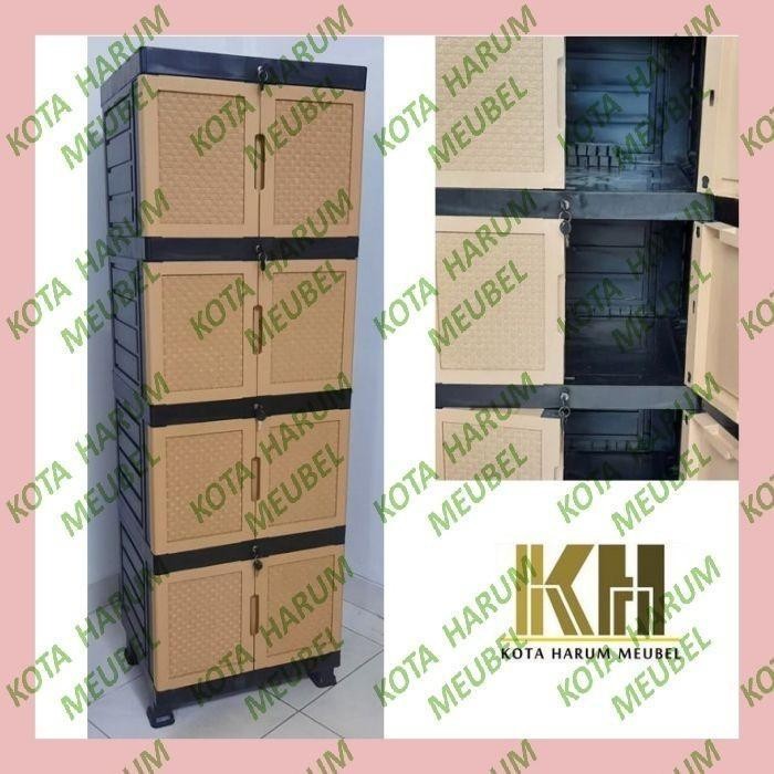 Lemari Plastik 4 Ssn Portable Portabel Coklat Pakai Kunci Bandung Terbaru Best Quality 100% Original