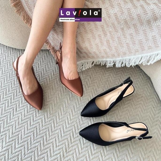 Laviola 4677 Ffs - Sepatu Pantofel Kerja Wanita Hak 6 Cm Black Dan Brown Heels Shoes