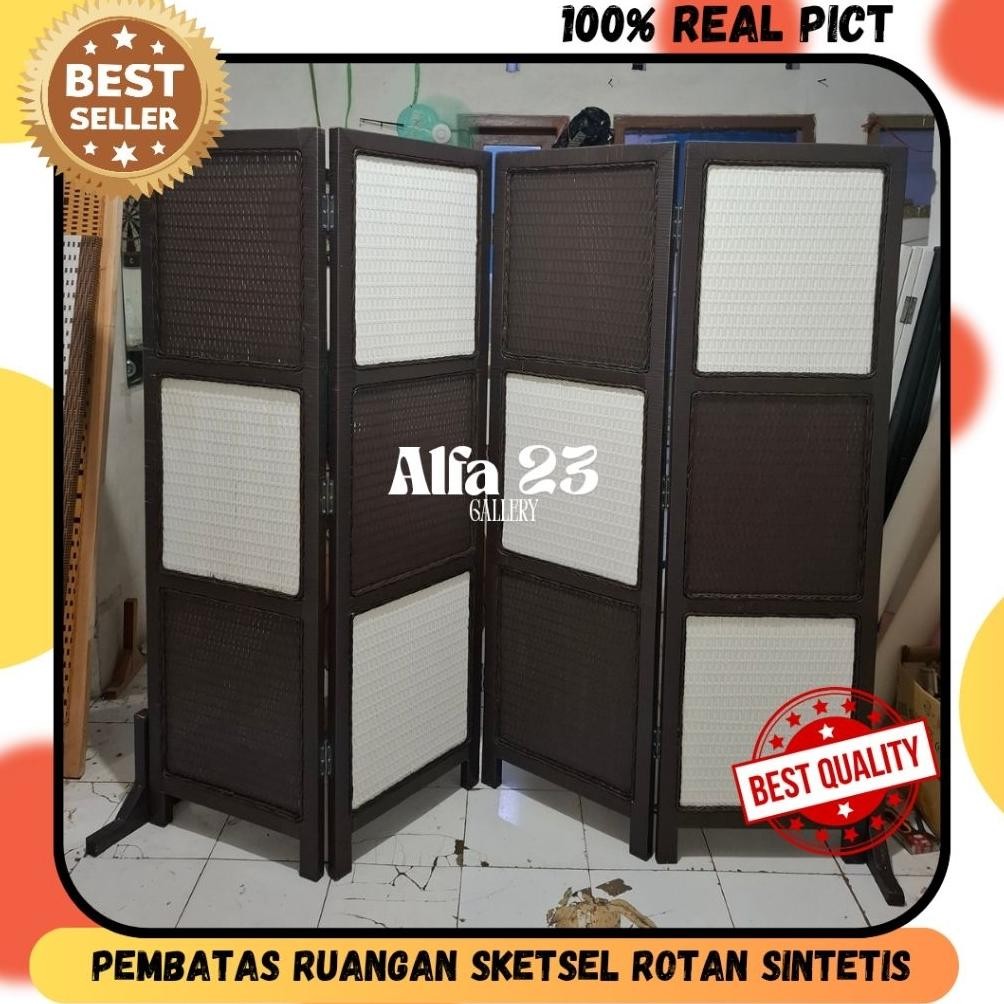 (Tinggi 2 meter) sketsel Rotan Sintetis pembatas ruangan rotan untuk ibadah keagamaan