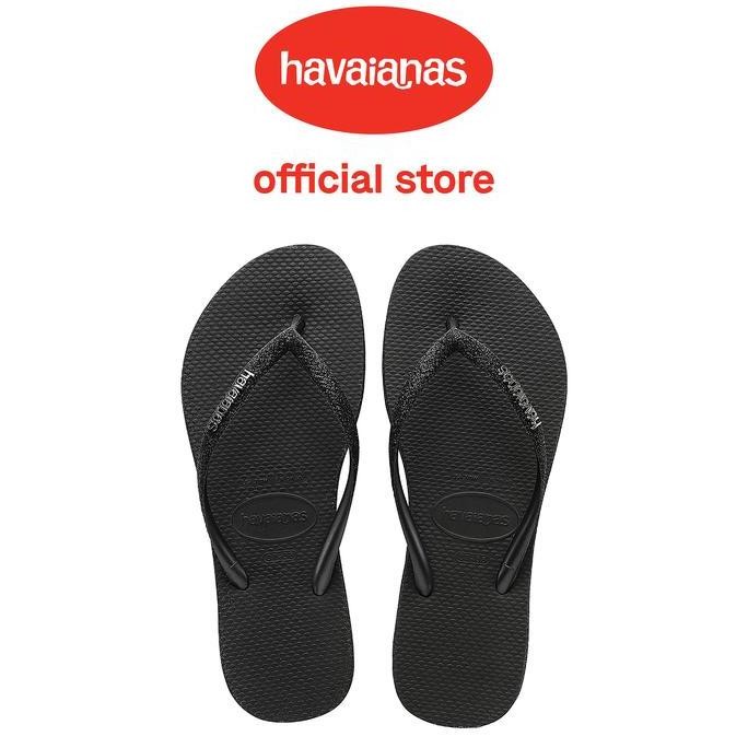 Havaianas 0090 Slim Sparkle Metallic - Black - Sandal Wanita