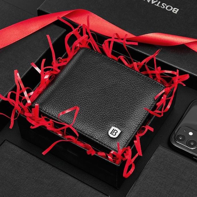 Sale Bostanten Dompet Pria Model Lipat Bahan Kulit Pu Hitam/Coklat