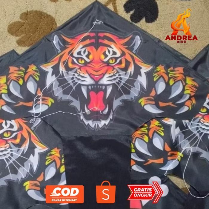 fgh-56 nl-8 Layangan Kain Tahan Air Motif Macan 81cm Terlaris Hemat