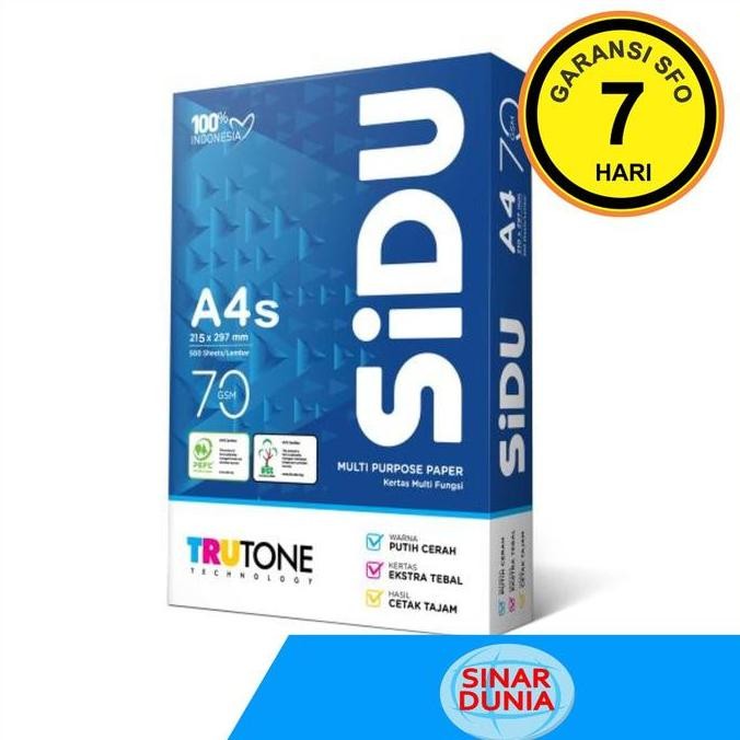 Terbaik Kertas Hvs A4S 70Gr Sidu 100% Ori