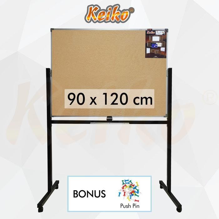 Softboard Cork Pin Board / Papan Mading Standing Keiko 90 x 120 cm