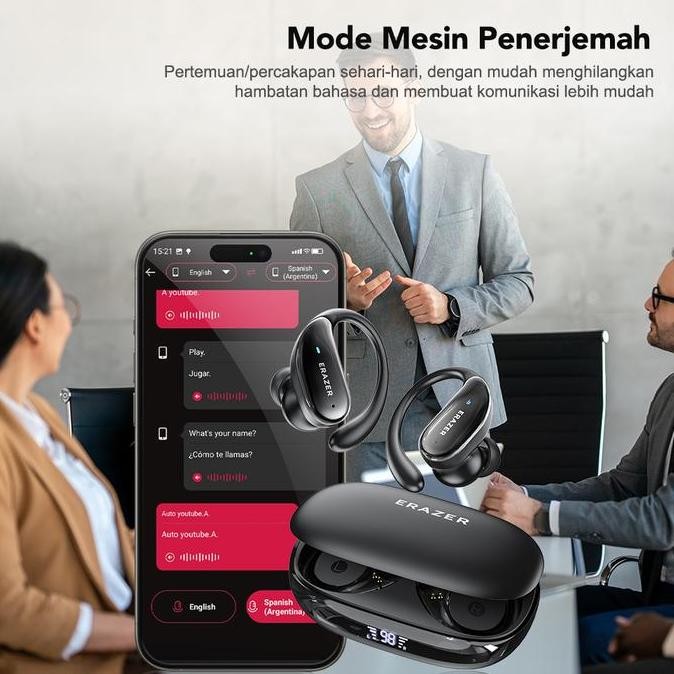 Lenovo Erazer Xt80Pro Headset Terjemahan Pintar Ai True Wireless Bluetooth Earphone Sport Tws Noise 