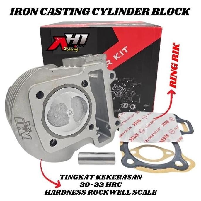 BORING BLOCK BLOK SEHER BORE UP AH1 BEAT SCOOPY SPACY KARBU 53 MM SUPER IRON CASTING BLOCK - CYLINDE