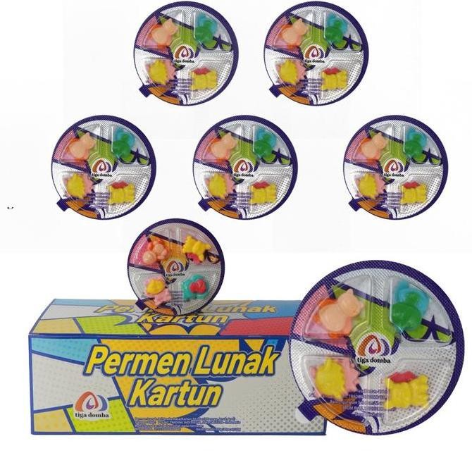 Promo [HALAL] Permen Kartun Lunak Rasa Stroberi, Mangga, Jeruk & Apel | Permen Lucu & Sehat, Cocok u
