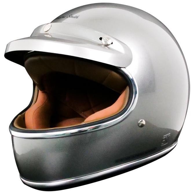 Howard Smith Racer Retro Helm Full Face - Silver Met