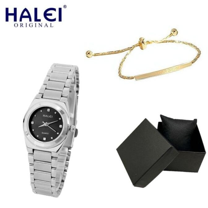 PROMO JAM COUPLE HALEI ANTI AIR ORIGINAL BONUS GELANG TITANIUM DAN KOTAK BISA COD ( DSH-014 )Tahan a
