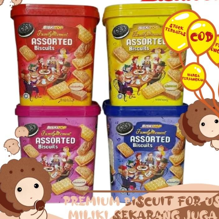 Biskitop Family Moment 600Gr Assorted Biskuit Wafer Cream Biskuit Keluarga Lebaran Biskuit Kaleng