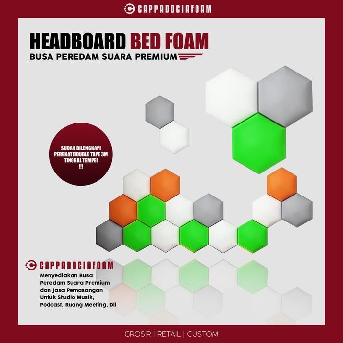 Headboard Leather Hexagonal Panel Dinding 3D Foam Peredam Suara New Best Quality 100% Original