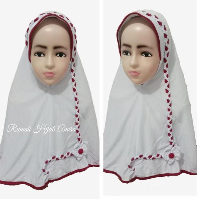 (Expert) Jilbab Anak Kaos Super Sekolah Kepang SD Putih Merah