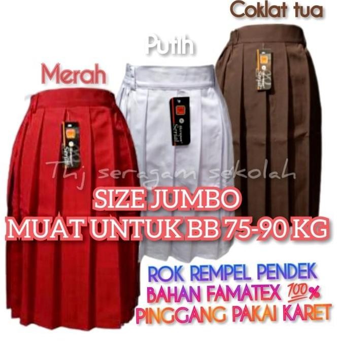 (Expert) SIZE JUMBO...Seragam sekolah Rok pendek SD SMP Rempel Merah/putih/pramuka/Rok seragam sekol
