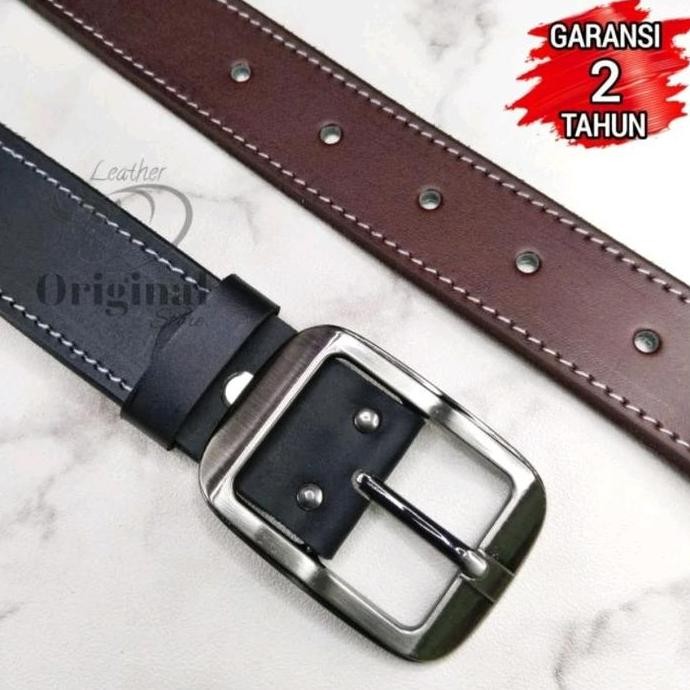 Ikat Pinggang Pria Kulit Asli/Sabuk Kulit Pria/Gesper Kulit Asli/Belt Kulit Model Jahitan TEB