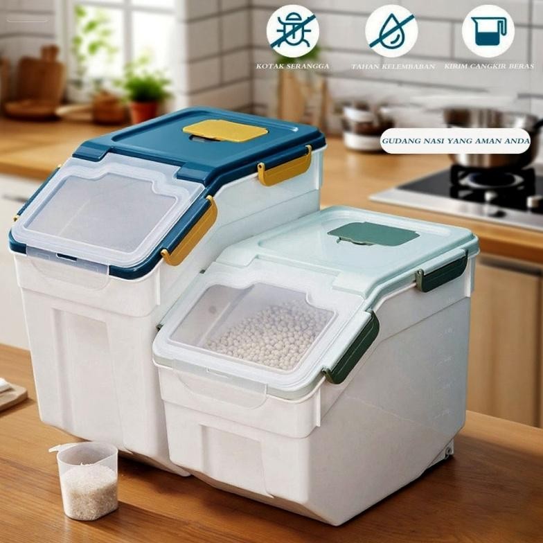 Dispenser Beras 10KG 15KG 25KG Rice Dispenser Tempat Wadah Penyimpanan Beras Otomatis Dengan Wadah P