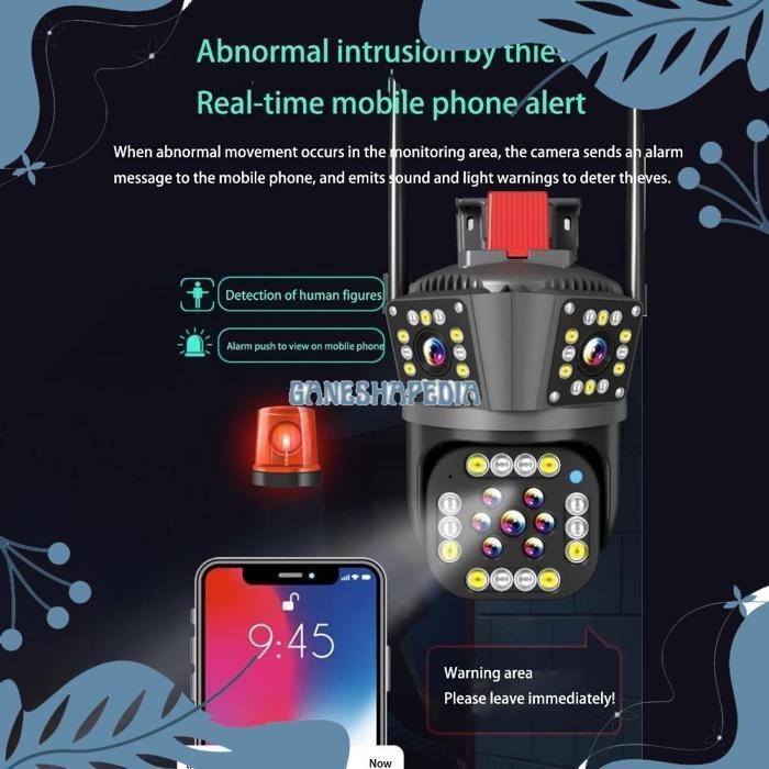 DWL-49 sr-32 fth- Three Lens cctv v380 pro Outdoor Kamera SIM 4G/Koneksi WiFi 8MP+8MP+8MP 10X PTZ au