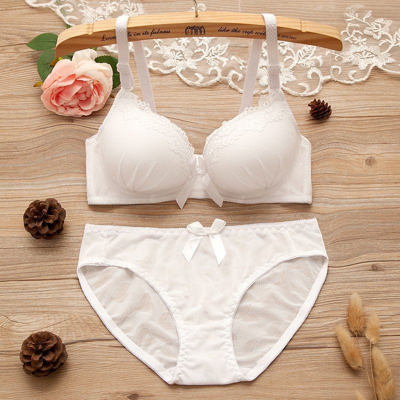 Set Bra dan Panty Tipis Push-Up Lucu untuk Gadis, Bra Tanpa Kabel