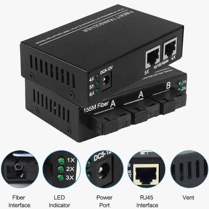 Media Converter 6F2E 6 Port Fo 2 Port Lan Support Poe 6 Fo 2 Lan Fiber Switch Optic 6 Sc 2 Rj45 100 
