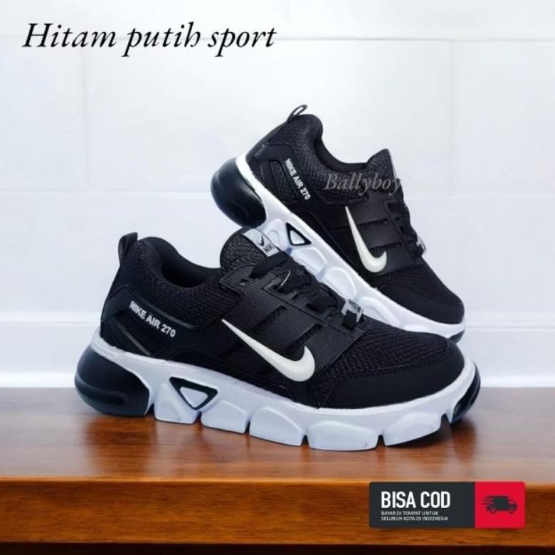 Sepatu Sekolah HItam Putih Pria Wanita Sepatu HItam Polos Full Blak 36/44