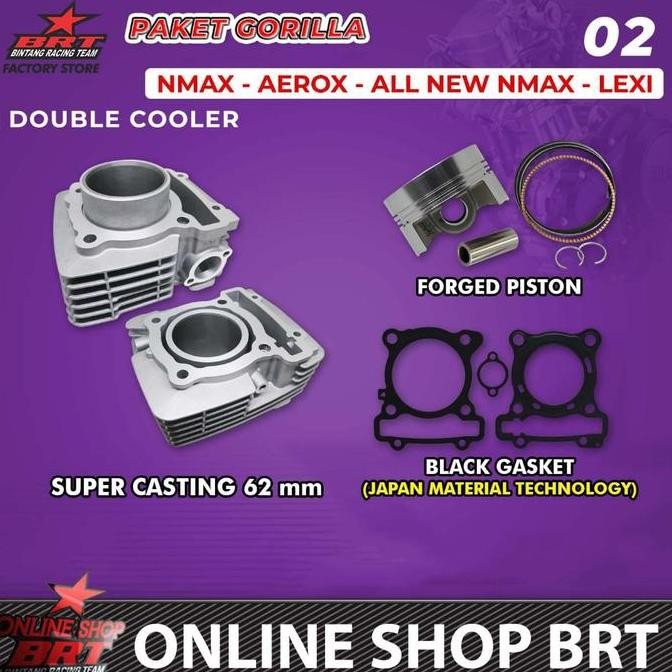 Blok Set Piston Double Cooler Pendingin Ganda Brt Nmax Aerox Lexi 62 66 68 70 Mm
