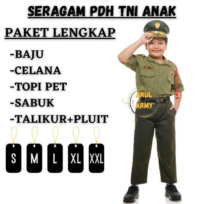 Ready  BAJU SERAGAM PDH TNI ANAK SERAGAM SEKOLAH TK PAUD PDH TNI AD  AU AL ANAK SETELAN TNI ANAK BAJ