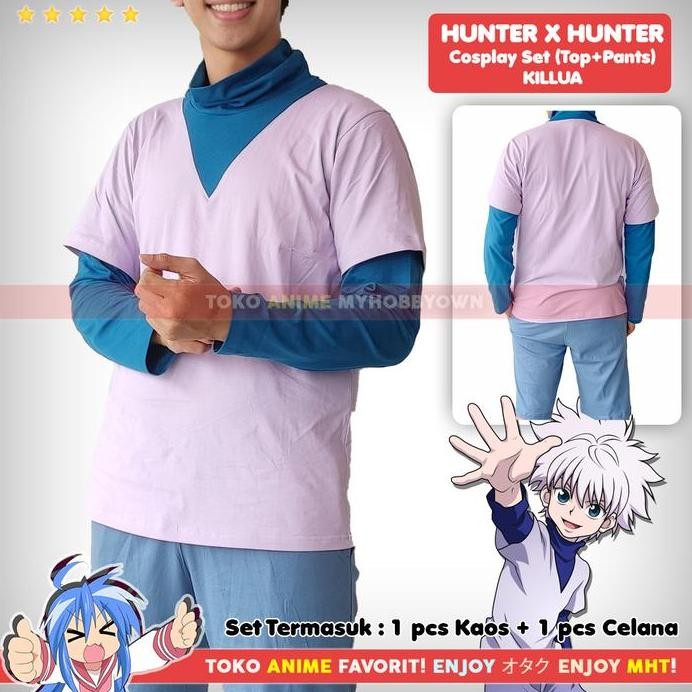 Ready  Kostum Anime Set Kaos Celana Hunter X Hunter Killua Zoldyck Cosplay