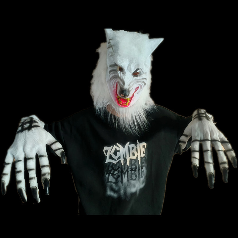 Halloween Mask Horror Animal Mask Evil Wolf Demon Wolf Big Bad Wolf Mask Headgear Adult Werewolf Wol