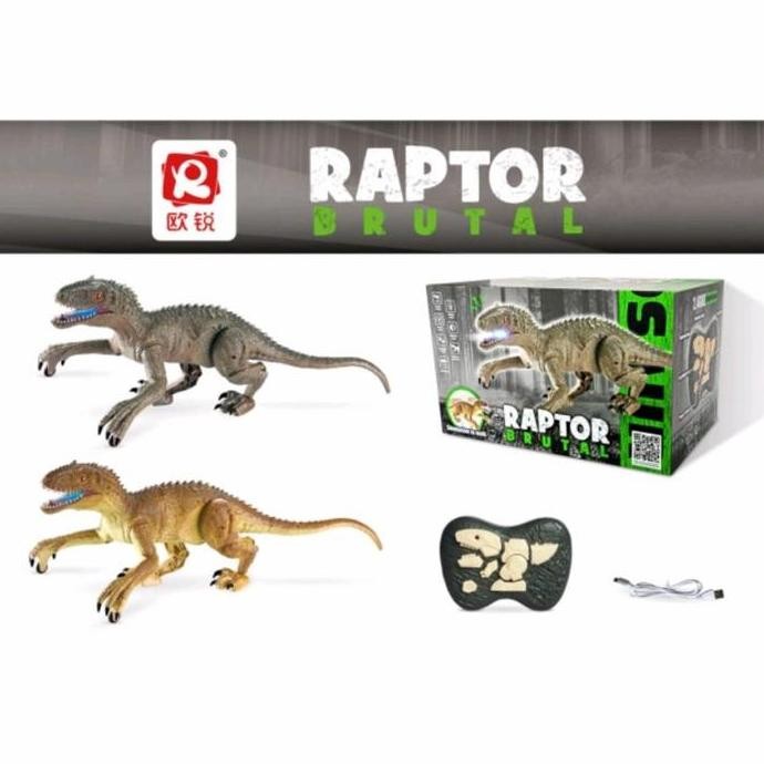 [Capt] Mainan Remote Control Robot Dino Raptor Lampu & Suara Menggunakan Baterai Charge - Rc Raptor 