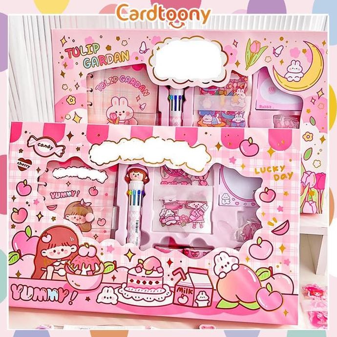 Paket Jurnal Set Diary / Journal kit / Paket set agenda/ Buku catatan set lucu pulpen stiker washi t
