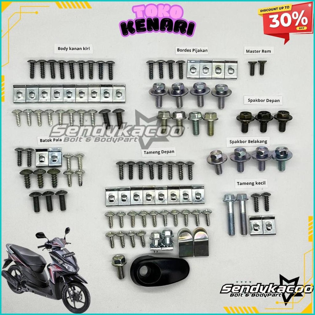 Baut Vario 110 Techno Karbu Full Set / Baut Body Vario Techno 110 Karbu Cod