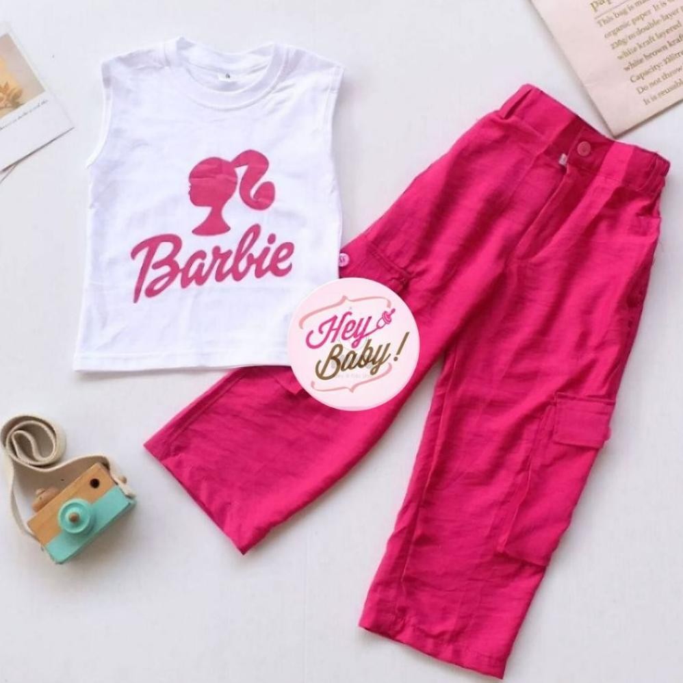 Model baru - PROMO 9.9 heybaby SET BARBIE KENSI Setelan Kensi Anak Bayi Perempuan Celana Cargo Kaos 