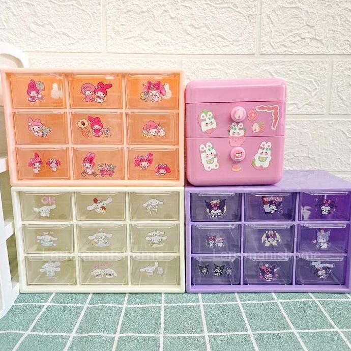 RK2162 Kotak Laci 9 sekat Sanrio FREE STICKER Box Laci Aksesoris Mini