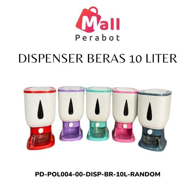 Mall Perabot AFF | Dispenser Beras 10 Liter | Wadah Penyimpanan Beras Otomatis | Rice Dispencer Temp