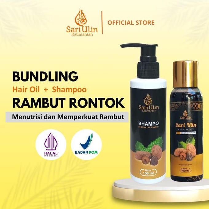 Bundling Shampoo Anti Rontok Hair Oil Penumbuh Rambut Sari Ulin