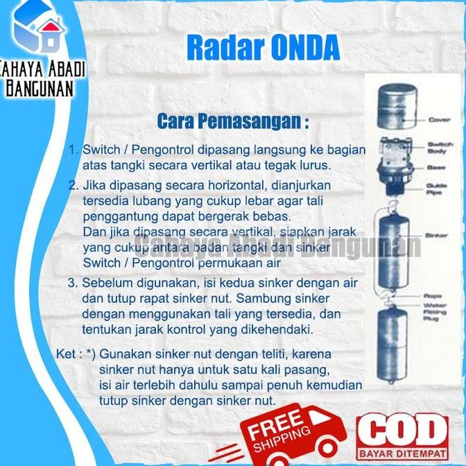Radar Air Onda Otomatis Untuk Mengatur Toren/Tangki Penampungan Air Kualitas Terbaik Harga Termurah