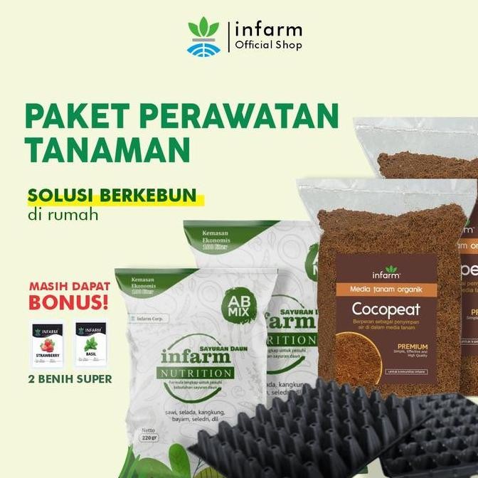 Promo INFARM - Pupuk AB Mix Sayur 2 pcs Media Tanam Cocopeat 2 pcs Tray Semai Bonus Bibit Paket Pera