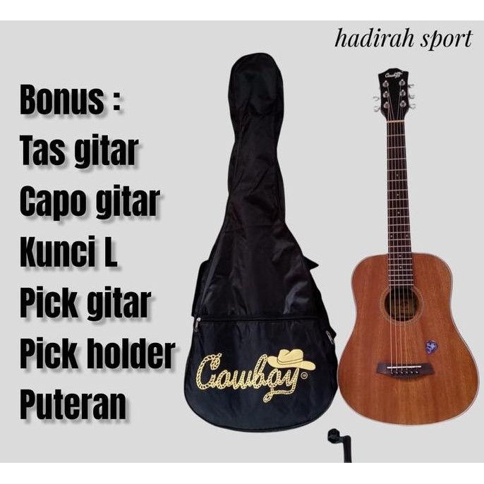 gitar cowboy akustik 3/4 gitar akustik GW120 bonus tas capo pick puter